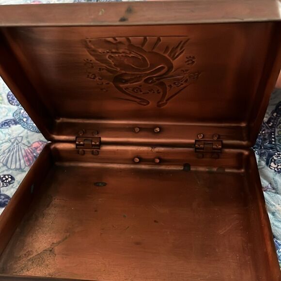 Vintage Copper Bed Warmer Pelican Design Top & Handles Rare Find Set - Picture 4 of 7